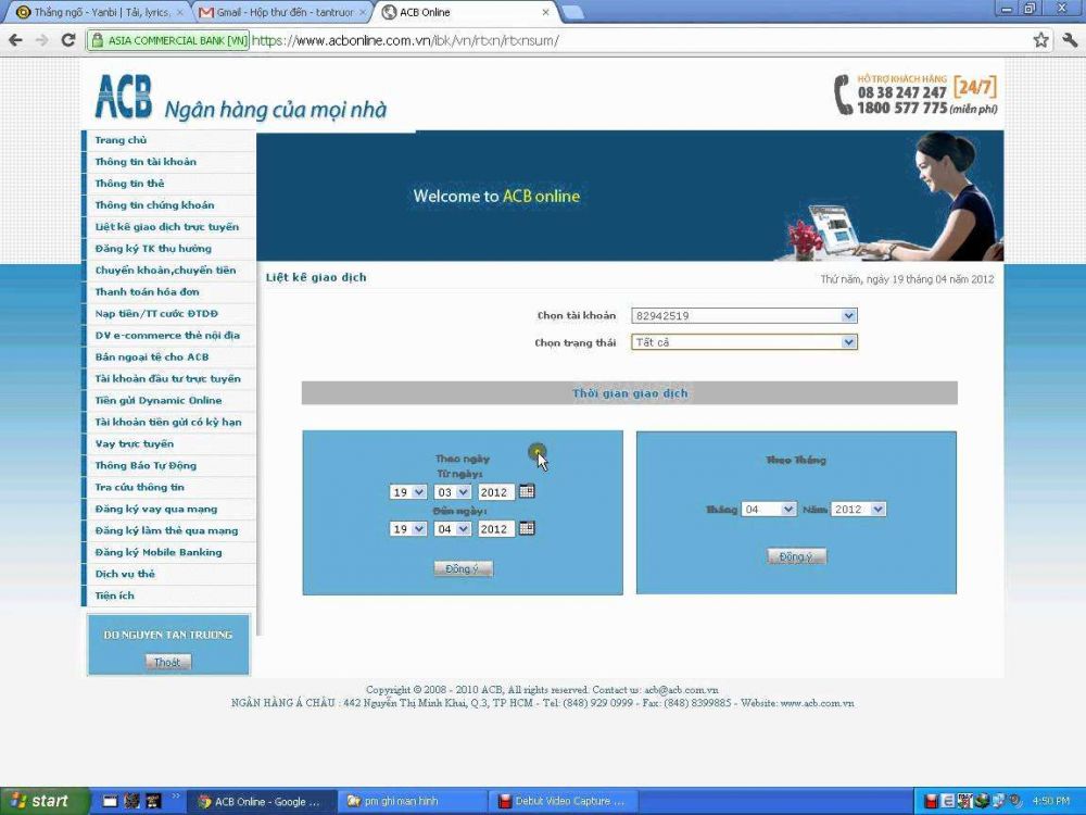 Cập nhật các dịch vụ của ngân hàng acb online